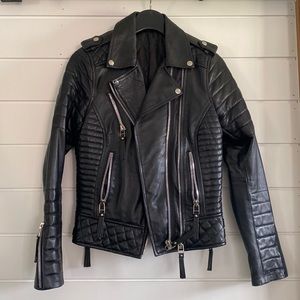 GENUINE LEATHER BLACK MOTO JACKET XS